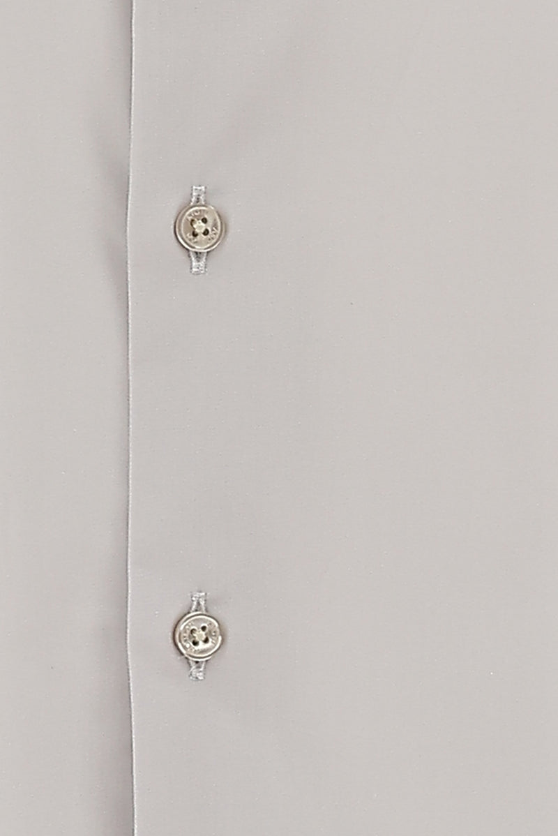 Açık Gri Uzun Kol Slim Fit Dar Kesim Klasik Pamuklu Bambu Pamuklu Gömlek