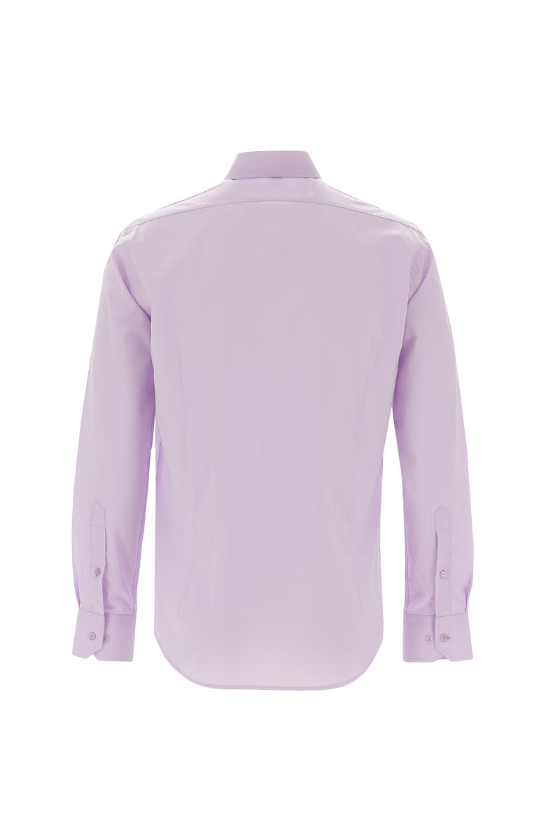 Lila Uzun Kol Slim Fit Dar Kesim Klasik Pamuklu Bambu Pamuklu Gömlek