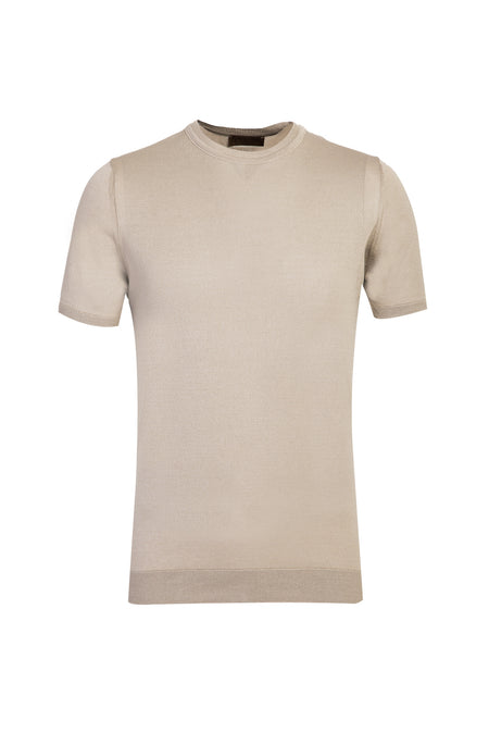 Açık Bej Bisiklet Yaka Regular Fit T-shirt