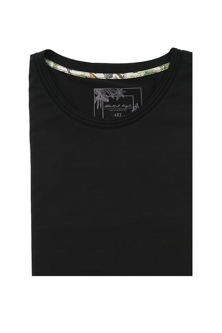 Siyah Büyük Beden Bisiklet Yaka T-shirt