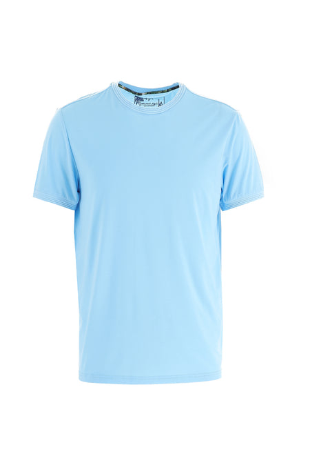 Açık Mavi Bisiklet Yaka Slim Fit Dar Kesim T-shirt