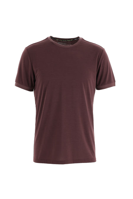 Koyu Bordo Bisiklet Yaka Slim Fit Dar Kesim T-shirt