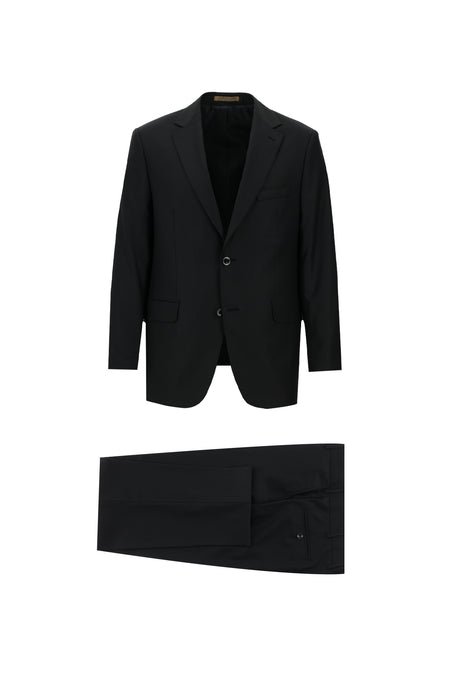 Siyah Slim Fit Dar Kesim Klasik Yün Takım Elbise