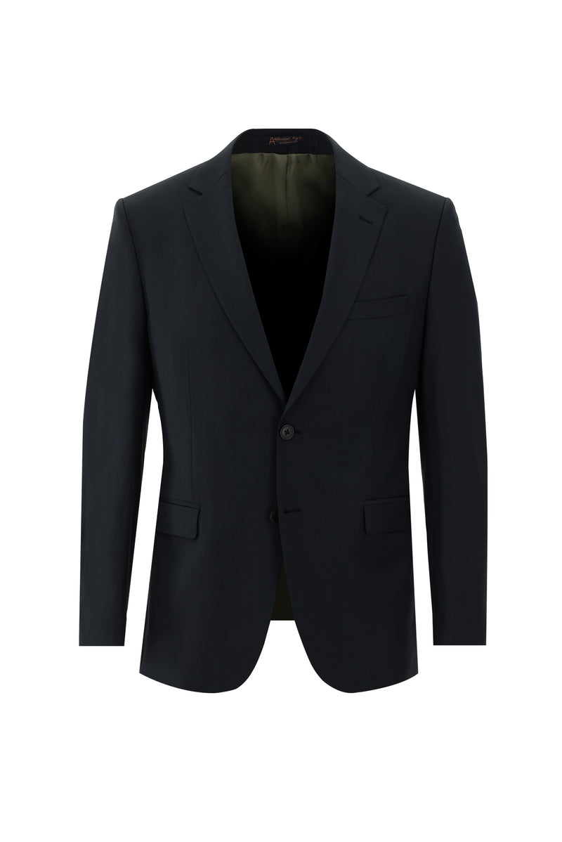 Siyah Slim Fit Dar Kesim Yünlü Klasik Takım Elbise