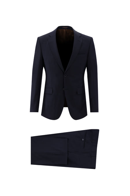 Koyu Lacivert Regular Fit Yünlü Takım Elbise