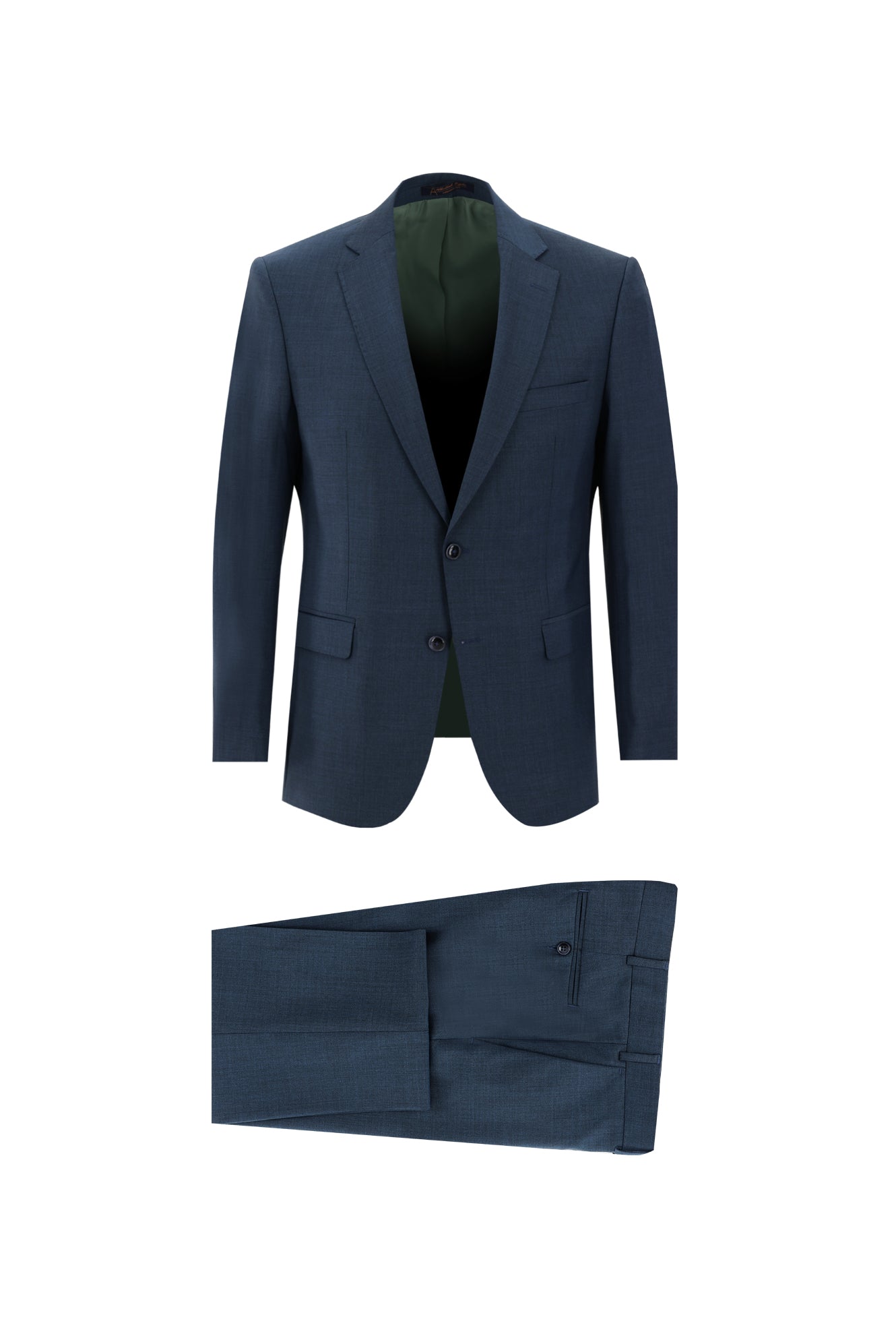Petrol Yeşili Slim Fit Dar Kesim Yünlü Klasik Takım Elbise