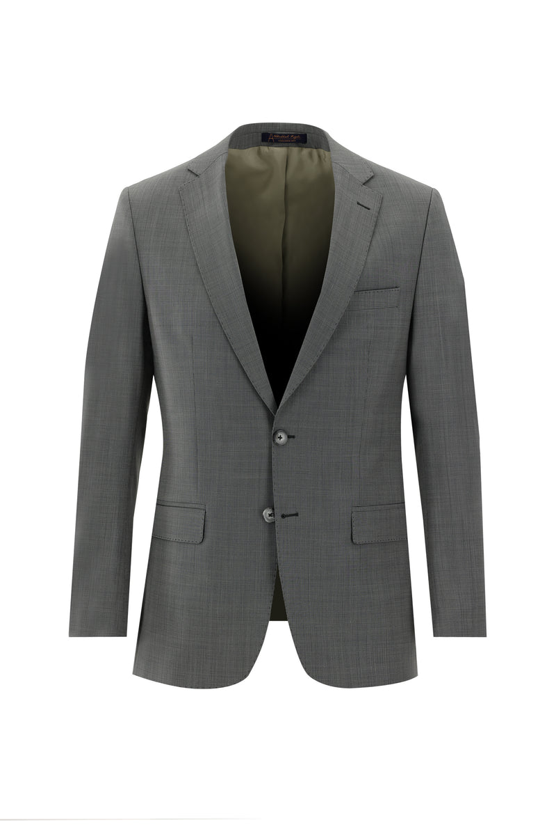 Açık Gri Slim Fit Dar Kesim Yünlü Klasik Takım Elbise