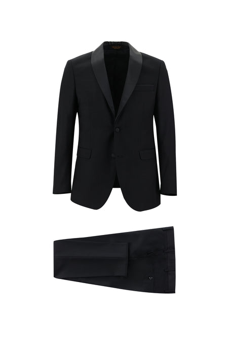 Siyah Slim Fit Dar Kesim Şal Yaka Smokin & Damatlık