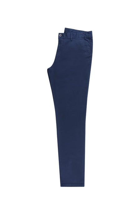 Orta Lacivert Regular Fit Likralı Kanvas / Chino Pantolon