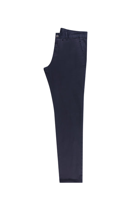 Koyu Lacivert Slim Fit Dar Kesim Likralı Kanvas / Chino Pantolon