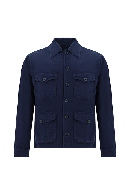 Orta Lacivert Mevsimlik Spor Pamuklu Keten Mont