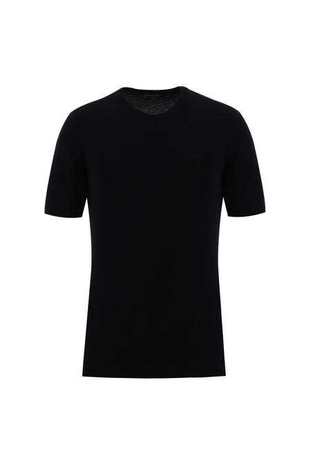 Siyah Bisiklet Yaka Slim Fit Dar Kesim T-shirt