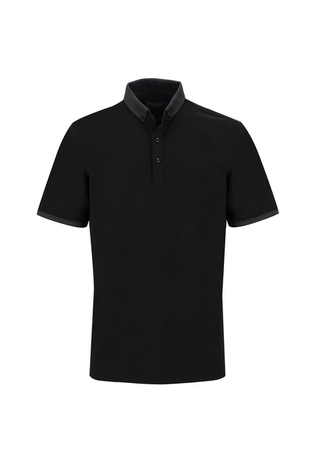 Siyah Polo Yaka Regular Fit T-shirt