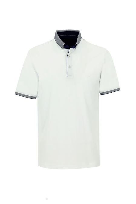 Beyaz Polo Yaka Regular Fit Pamuklu T-shirt