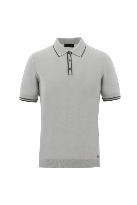 Orta Gri Polo Yaka Slim Fit Dar Kesim T-shirt