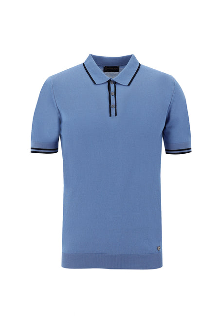 Havacı Mavi Polo Yaka Slim Fit Dar Kesim T-shirt