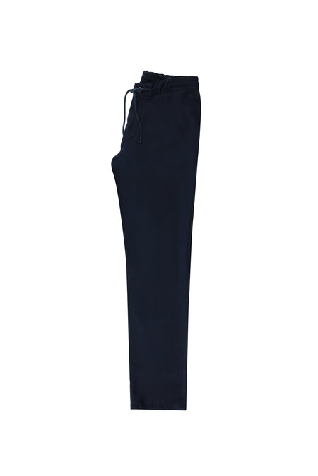 Orta Lacivert Regular Fit Beli Lastikli İpli Pantolon