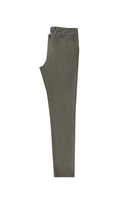 Orta Haki Regular Fit Likralı Kanvas / Chino Pantolon