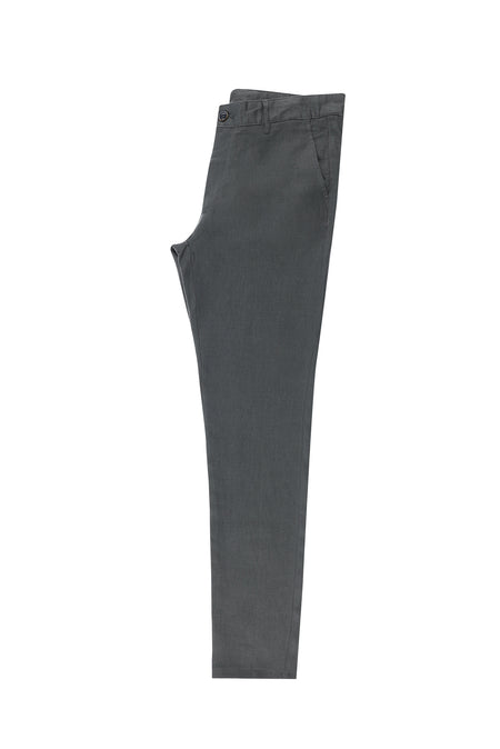 Koyu Füme Slim Fit Dar Kesim Keten Kanvas / Chino Pantolon