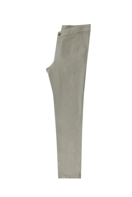 Krem Regular Fit Keten Kanvas / Chino Pantolon
