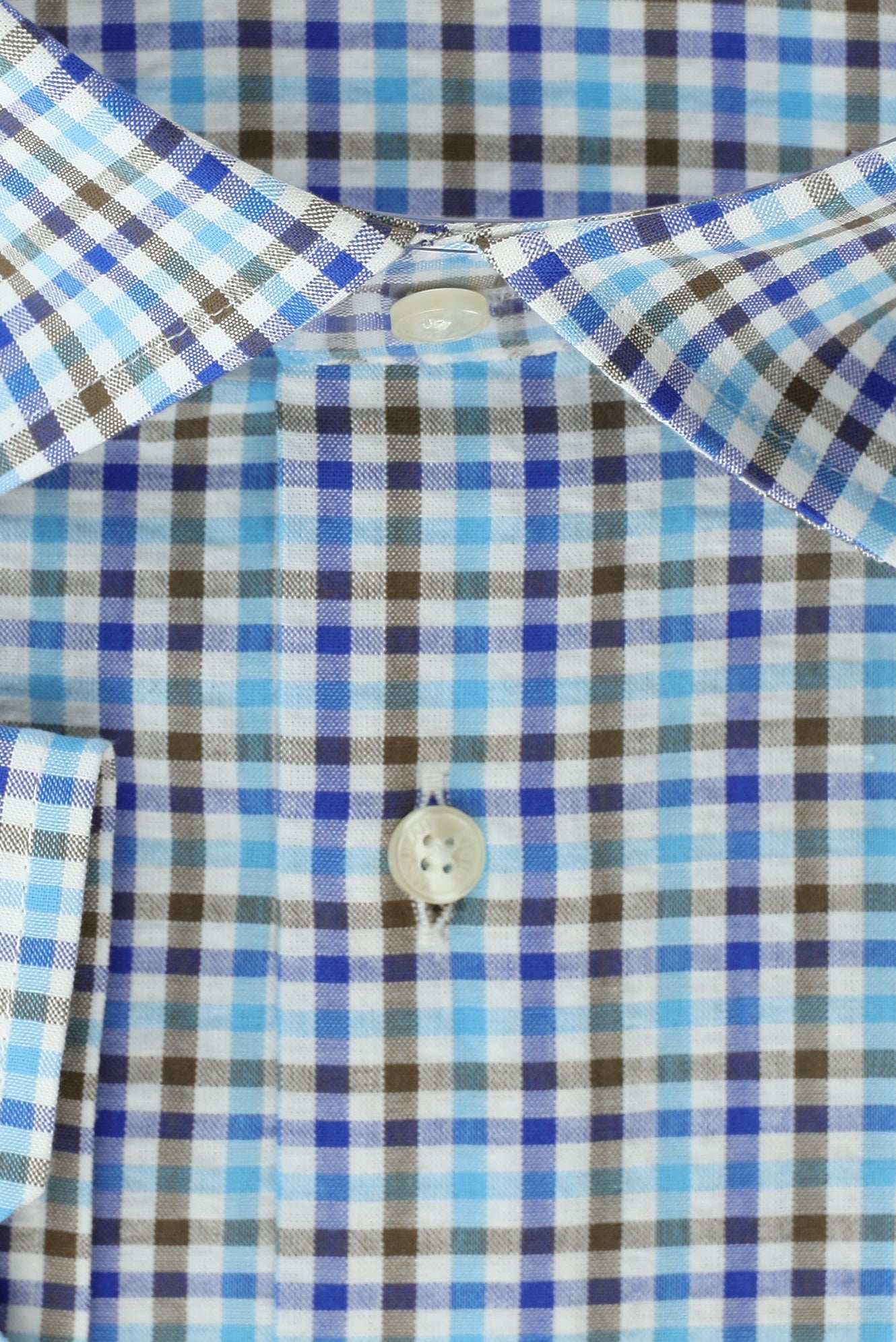 Mavi Büyük Beden Uzun Kol Spor Ekose Pamuk Gömlek