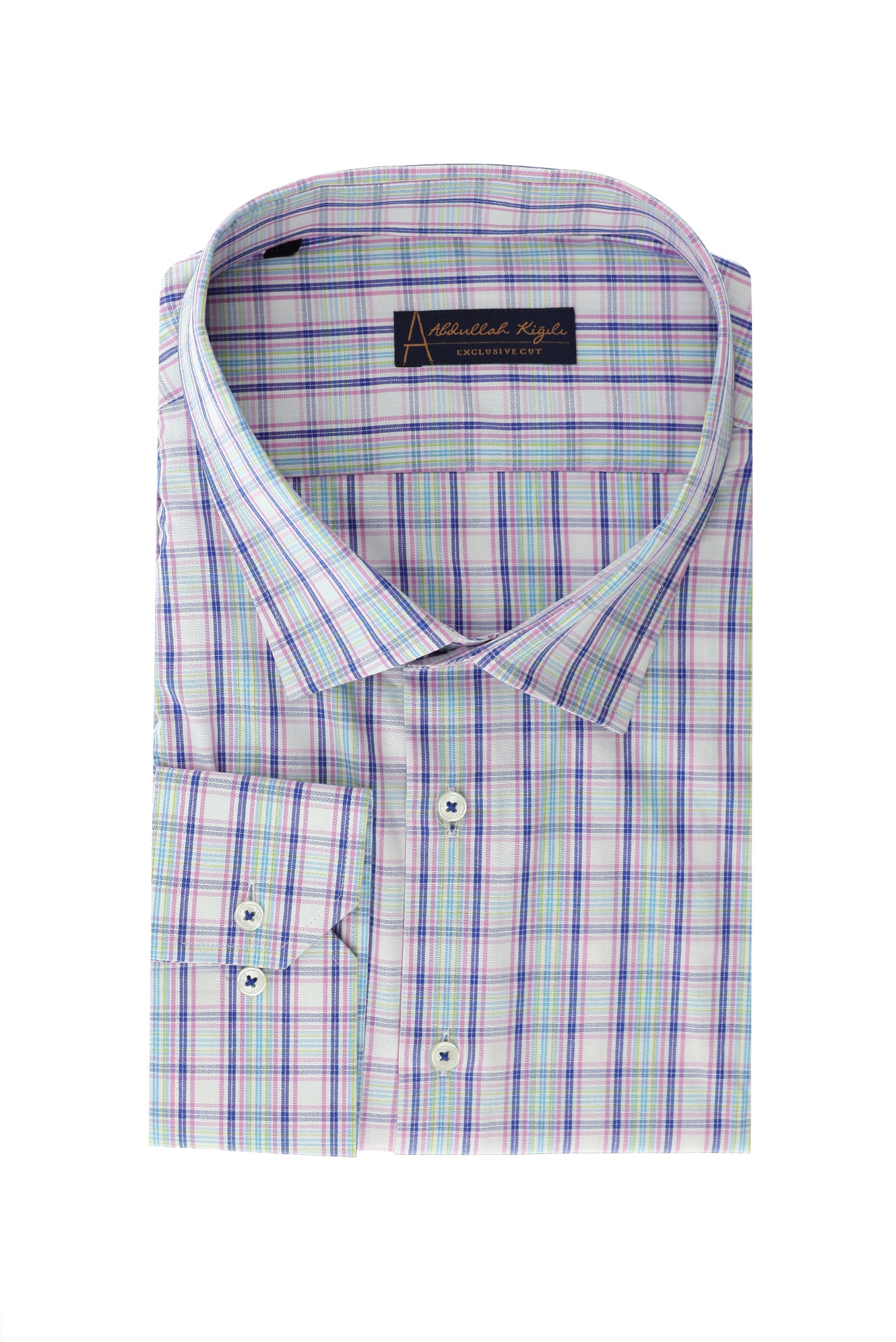 Orta Pembe Büyük Beden Uzun Kol Spor Ekose Pamuk Gömlek