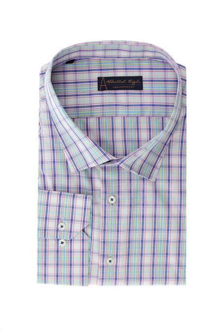 Orta Pembe Büyük Beden Uzun Kol Spor Ekose Pamuk Gömlek