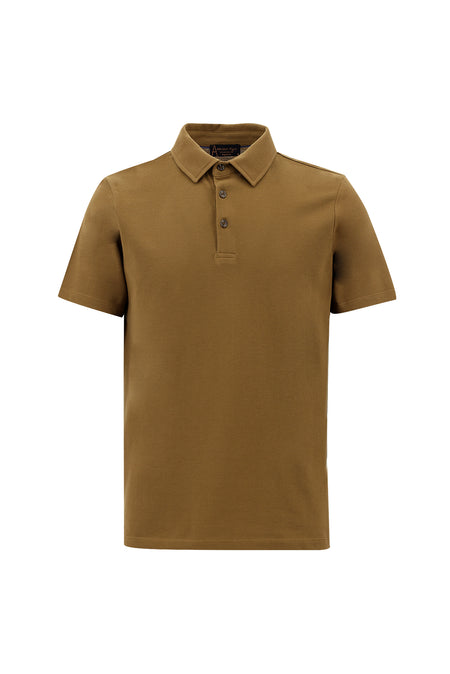 Orta Kahve Polo Yaka Regular Fit Pamuk T-shirt
