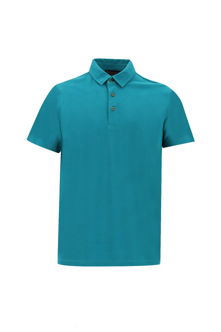 Petrol Yeşili Polo Yaka Regular Fit Pamuk T-shirt