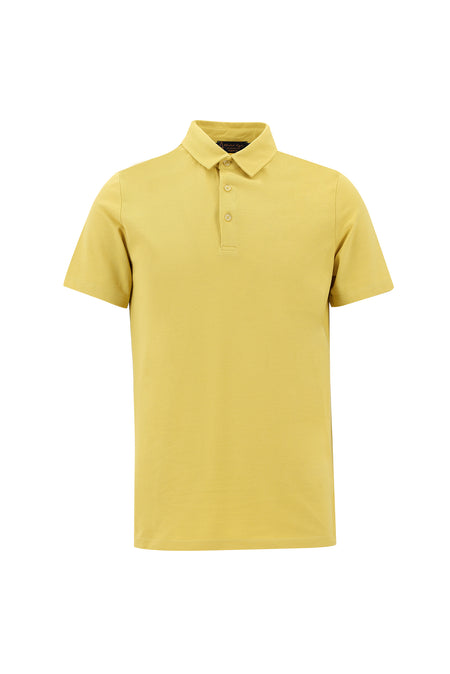 Sarı Polo Yaka Regular Fit Pamuk T-shirt