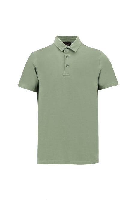 Orman Yeşili Polo Yaka Regular Fit Pamuk T-shirt