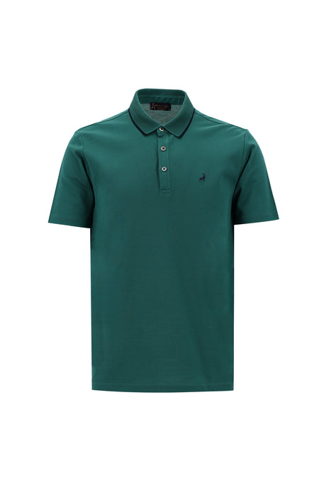 Nefti Polo Yaka Regular Fit Nakışlı Merserize Pamuk T-shirt
