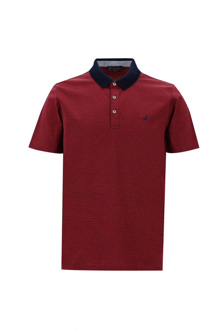 Nar Çiçeği Polo Yaka Regular Fit Nakışlı Merserize Pamuk T-shirt