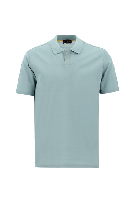 Uçuk Mavi Polo Yaka Regular Fit Merserize Pamuk T-shirt