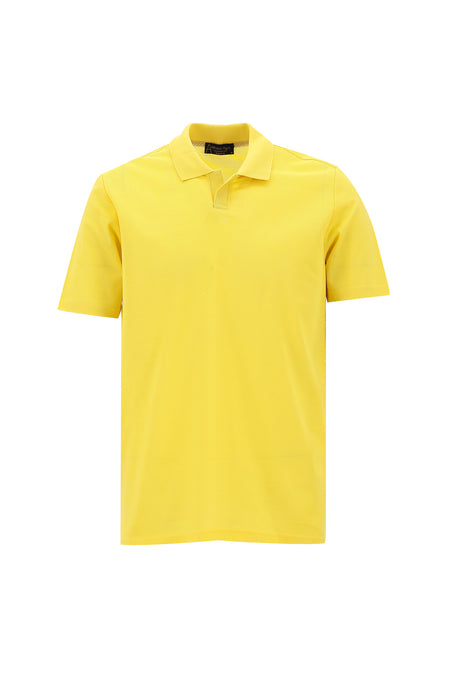 Açık Sarı Polo Yaka Regular Fit Merserize Pamuk T-shirt