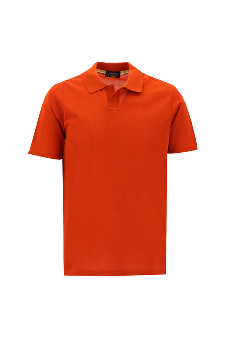 Mercan Kırmızı Polo Yaka Regular Fit Merserize Pamuk T-shirt