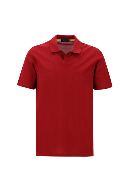 Koyu Kırmızı Polo Yaka Regular Fit Merserize Pamuk T-shirt