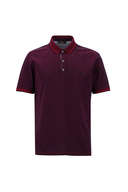 Fuşya Polo Yaka Regular Fit Nakışlı Merserize Pamuk T-shirt