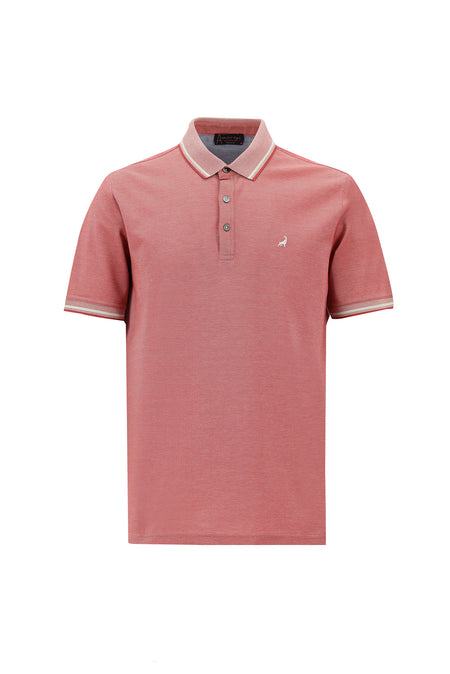 Kiremit Polo Yaka Regular Fit Nakışlı Merserize Pamuk T-shirt