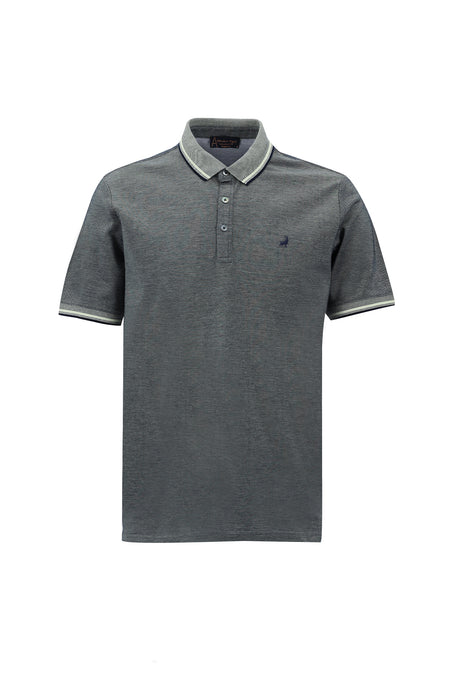 Su Yeşili Polo Yaka Regular Fit Nakışlı Merserize Pamuk T-shirt