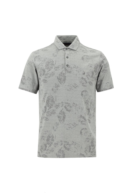 Orta Antrasit Polo Yaka Regular Fit Desenli Nakışlı T-shirt
