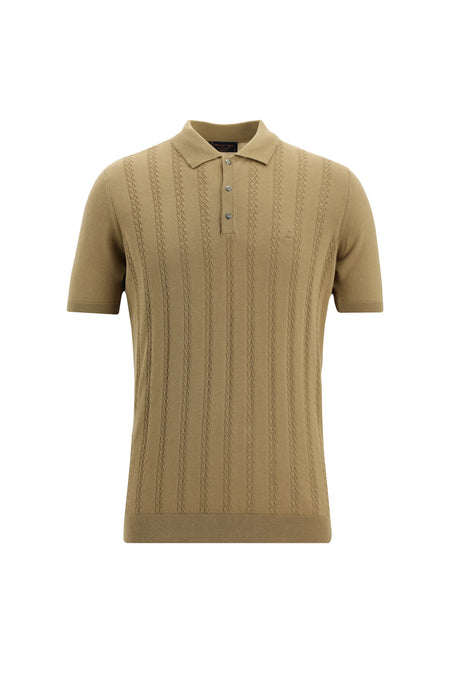Koyu Vizon Polo Yaka Regular Fit Desenli Pamuklu T-shirt