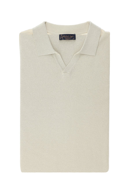 Açık Bej Polo Yaka Regular Fit Pamuklu T-shirt