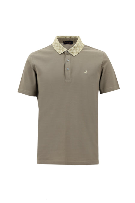 Orta Vizon Polo Yaka Slim Fit Dar Kesim Desenli Nakışlı Merserize Pamuk T-shirt