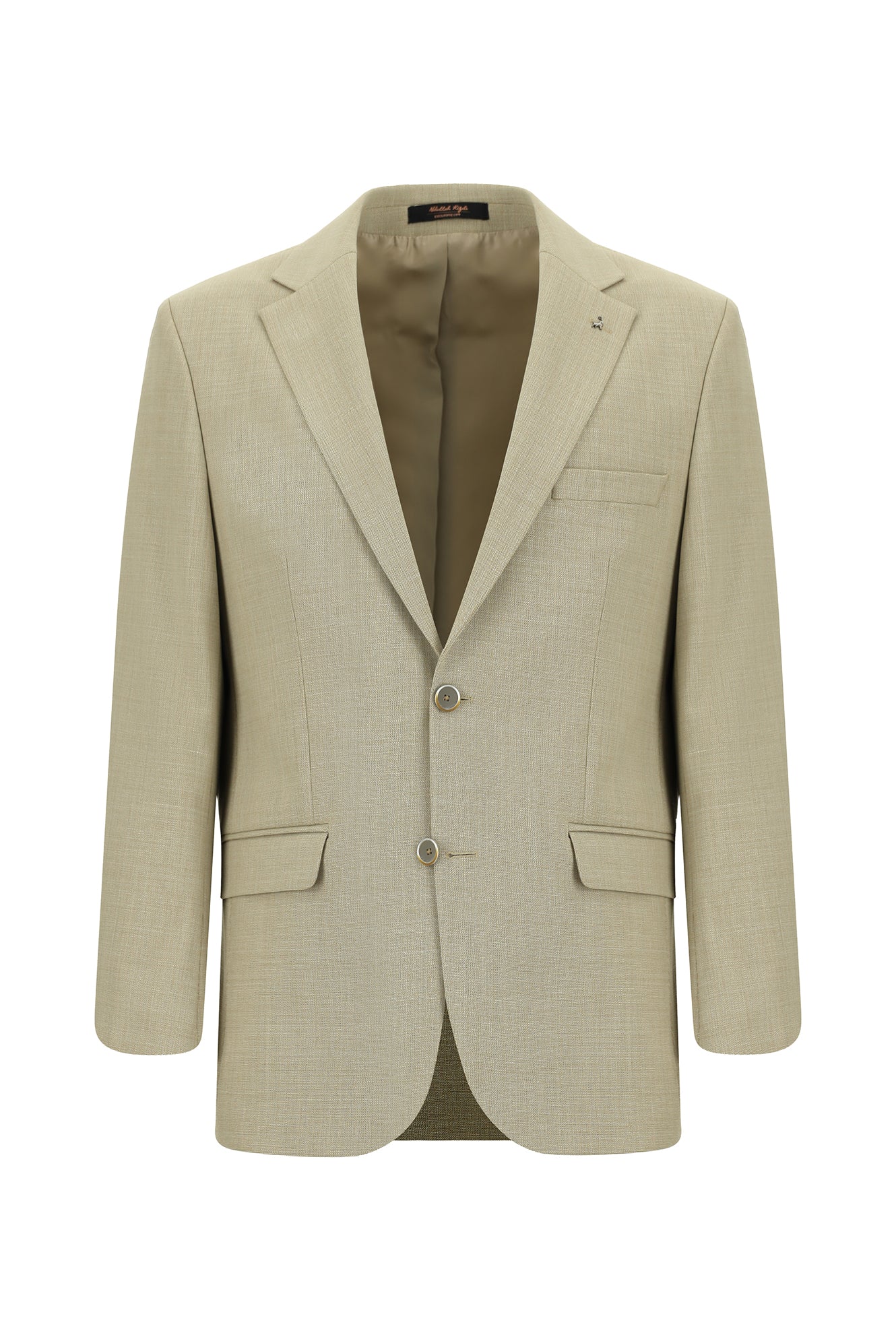 Koyu Bej Relaxed Fit Rahat Kesim Yünlü Klasik Desenli Ceket