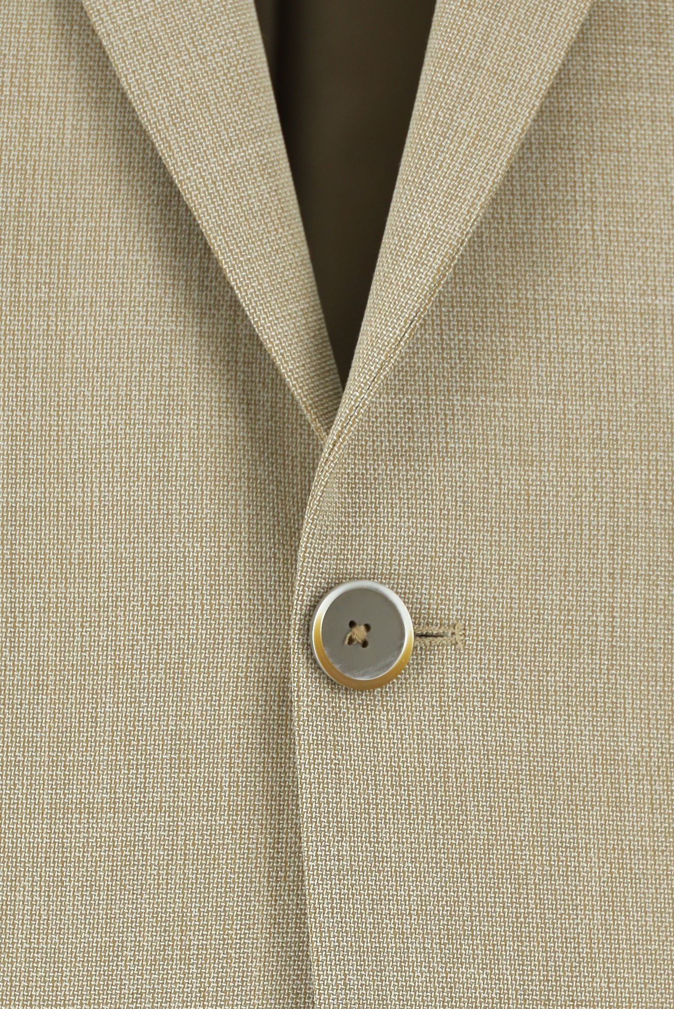 Koyu Bej Relaxed Fit Rahat Kesim Yünlü Klasik Desenli Ceket