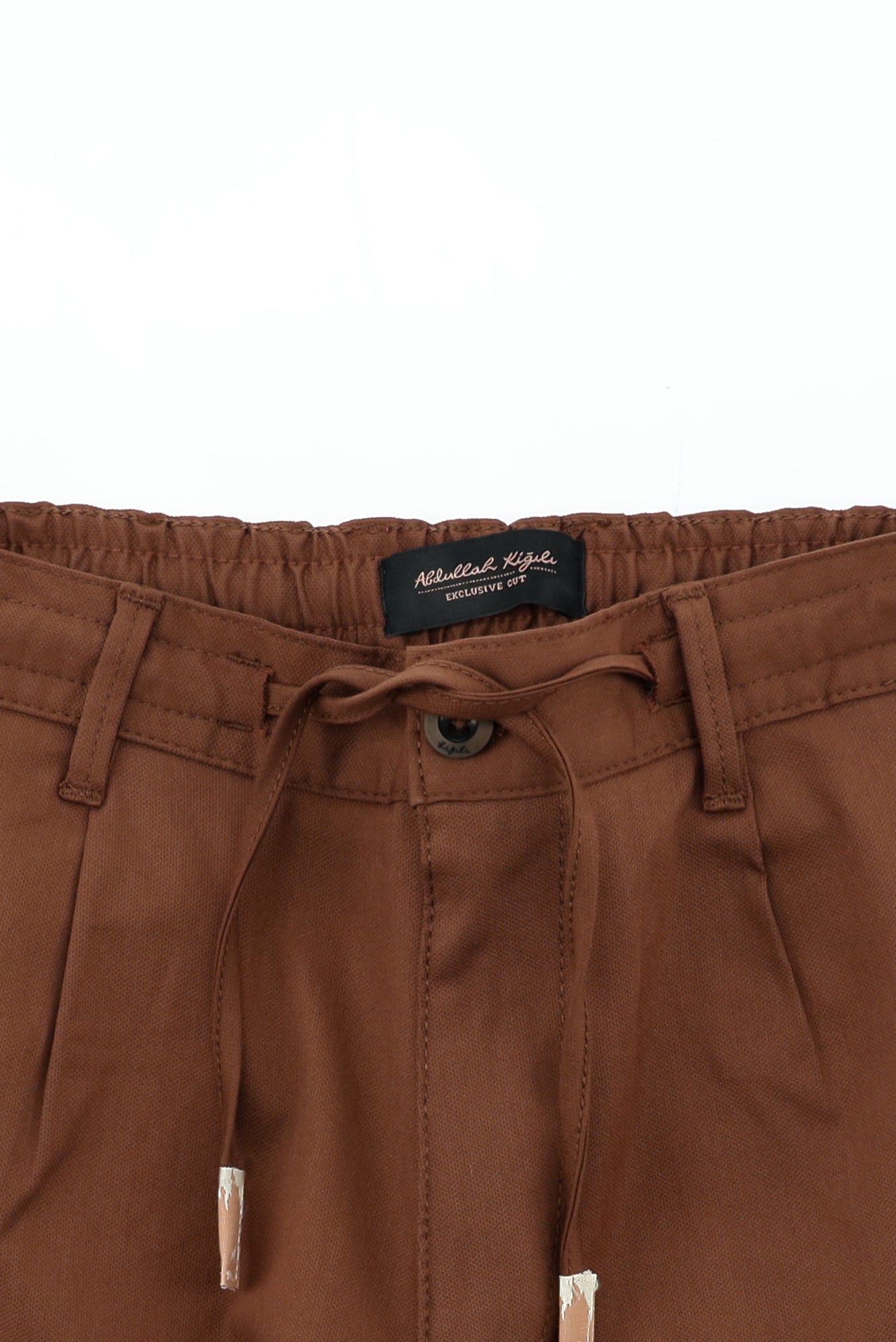 Acı Kahve Regular Fit Likralı Beli Lastikli İpli Pantolon