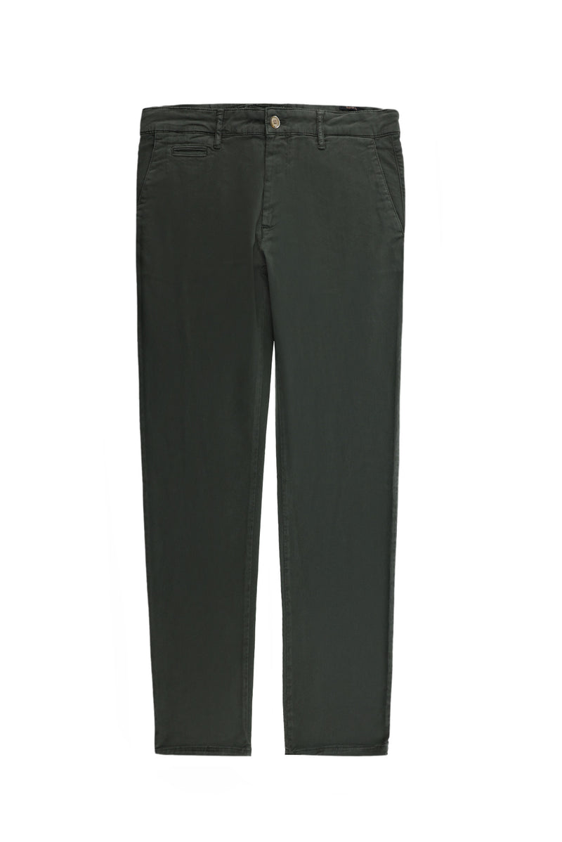 Koyu Haki Regular Fit Likralı Kanvas / Chino Pantolon