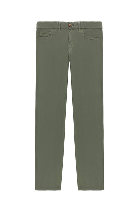 Orta Haki Regular Fit Likralı Kanvas / Chino Pantolon
