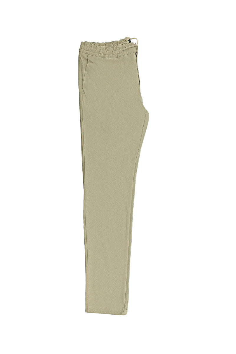 Açık Bej Slim Fit Dar Kesim Likralı Beli Lastikli İpli Pantolon